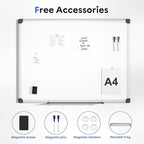 VUSIGN Magnetic Whiteboard 48" x 36", Large Dry Erase Board for Wall with Silver Frame, Wall-Mounted White Board for Office, Classroom & Home, Includes Markers, Magnets and Eraser