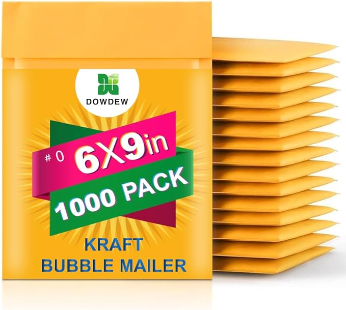 Kraft Bubble Mailers [1,000 Pack] Shipping Mailing Packing Padded Envelopes #0 (6" x 9")