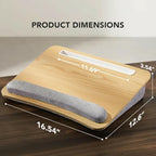 HUANUO Lap Laptop Desk - Portable Lap Desk with Pillow Cushion, Fits up to 15.6 inch Laptop, with Anti-Slip Strip & Storage Function for Home Office Students Use as Computer Laptop Stand - Light Wood