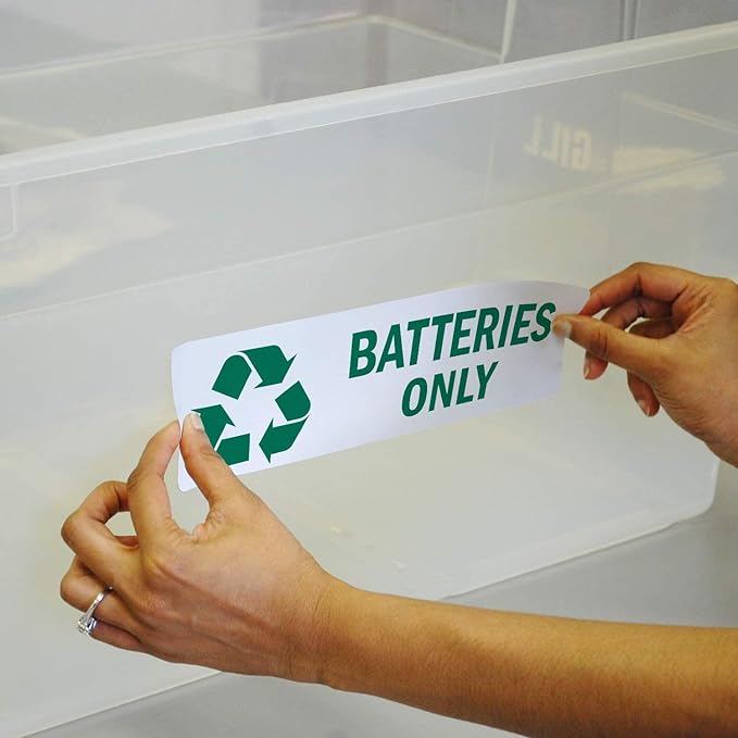 SmartSign Batteries Only Pack of 5 Recycle Labels | 3" x 10" Laminated Vinyl, Made in USA