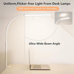 FAPEMIH LED Desk Lamp for Office Home, Adjustable Flexible Eye-Caring Desk Light with,5 Modes 10 Brightness Adjustment, USB Adapter Desk Lamp with Clamp-LK-W