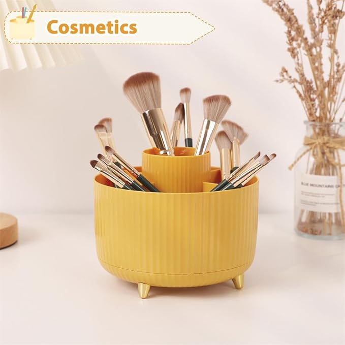 SKYDUE 360 Degree Rotating Desk Organizer, Dual-Purpose Pencil Pen Holder, Rotating Desk Pen Organizer with 5 Slots, Pencil Cup for Office, School, Home