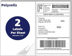 POLYSELLS Self Adhesive Address Shipping Labels, White Sticker FBA Labels (100 Sheets, 8.5" x 5.5" (2UP))