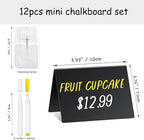 PigPotParty 4"x3" Mini Chalkboard Signs for Food, 12 Pcs Food Signs for Party Buffet, Small Chalk Board Food Labels, Table Place Cards, Wedding - Bakery - Birthday, Includes 2 Wet Erase Markers
