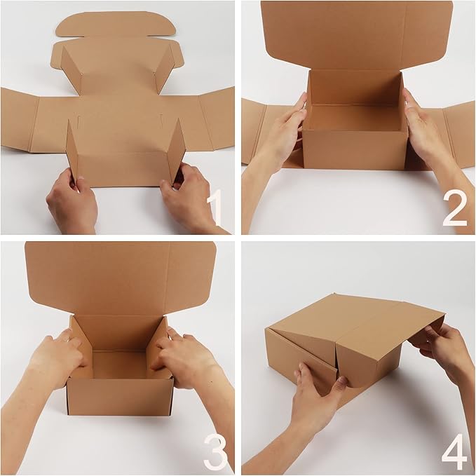 PHAREGE 8x8x4 inch Gift Shipping Boxes Bulk 25 Pack Brown, Tab Lock Tuck Top Mailing Boxes for Packaging Small Business, Small Cardboard Mailer Boxes for Wrapping Present