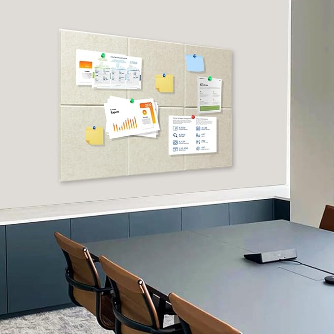 Thick Cork Board Tiles for Wall with Push Pins, Removable 36"x24"x0.47" Bulletin Board Sets, Self-Adhesive Pin Board | Magrowill 6 Packs Felt Panels for Office Home Classroom Dorm