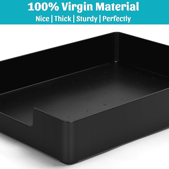 AZFUNN Letter-Size Tray Desk Letter Tray Paper Tray, Sturdy Heavy-Duty Plastic Printer Paper Tray, Single-Tier Stackable File Storage Organizer for Office Home (2, Black)