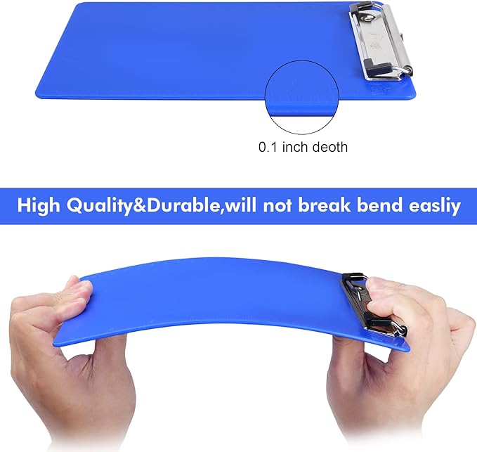 2 PCS Blue Plastic Clipboard with Pen Holder,Nursing Clipboard Standard Letter A4 Size,Thickened Clip Boards 8.5x11,Hanging Clipboards for Women Kids Students School Office Home