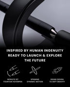 novium Hoverpen Future - Luxury Fountain Pen, Schmidt Nib (Fine), Converter, Extra Refill, Futuristic Aesthetic, Aerospace Metal, Best Pen Gift Set for Men & Women (Deep Black)