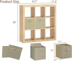 Bookshelf with Storage Bins, 9-Cube Storage Organizer Sturdy Wooden Bookcase Open Book Shelf, Multifunctional Cubicle Rack for Storage & Display, Furniture for Living Room Bedroom Office, Oak