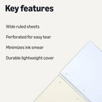 Amazon Basics Wide Ruled Spiral Notebook, 70 Sheets, 7-1/2" x 10-1/2", 3 pack, Assorted Primary Solid Colors