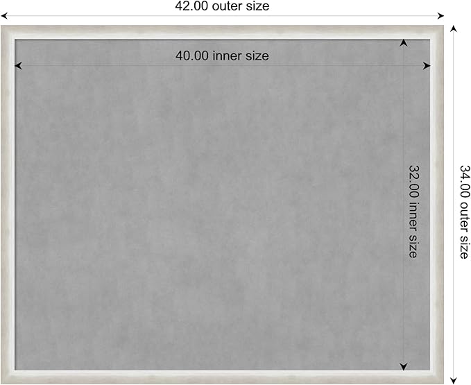 Amanti Art Silver Framed Magnetic Board 34x42 X-Large Vision Board for use with Magnets, 100% Metal Sheet to Display Items as Office Decor or for Home Organization in mudroom, Kitchen or Kids Room