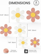 Fluxynara 6 PCS Daisy Felt Flower Wall Decor, Daisy Bulletin Board for Nursery & Girl Room, 3-Size Acoustic Felt Wall Art for Bedroom, Baby’s Room, Kids’ Spaces, Pink/White