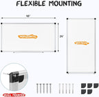 NEWBULIG White Board, 48" x 24" Magnetic Dry Erase Board for Wall with 1 Dry Eraser & 2 Multi-Color Markers & 4 Magnetic Pins, Silver Aluminum Frame for Office, Home, School