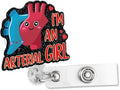 Sixrip I'm an Arterial Girl Retractable Glitter Badge Reel with Alligator Clip, Funny Heart Aorta Badge Holder Gift for Cardiology Doctor Nurse VAT RN Cardiologist Cardiovascular Medical Office Work