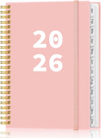 2026 Planner - Planner 2026 from January 2026 - December 2026, Weekly & Monthly Planner Spiral Bound with 12 Monthly Tabs, Inner Pocket, 6.4" x 8.5", Pink-A