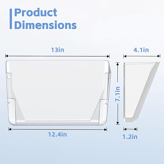 SUPEASY Clear Acrylic Single Pocket, Large Plastic Hanging Wall Mount File Holder Wall File Organizer for Mails, Document, Magazine, Letter Size for Office Home, 6 Pack