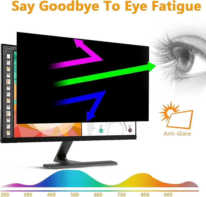 【20 Pack】 23.8 Inch Privacy Screen Protector for 16:9 Widescreen Monitors Desktop Anti-Glare Blue Light Filter Anti-Spy Film Relieves Eye Strain Easy Install