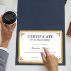 SUNEE 10 Packs Navy Blue Certificate Holders, 250gsm, for 8.5x11 Award Certificates, Certificate Covers with Gold Foil Border