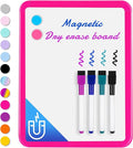 VUSIGN Small White Board Dry Erase, 8.5'' x 11'' Magnetic Dry Erase Board, Mini Whiteboard with Markers for Students, Fridge, Wall, Locker, Dark Pink