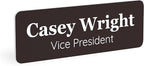 ExcelMark Custom Name Tag - Engraved Name Badge with Pin or Magnetic Backing, 16 Colors, 6 Fonts, and 2 Sizes to Choose from (Brown w/White Letters, 1"x 3")