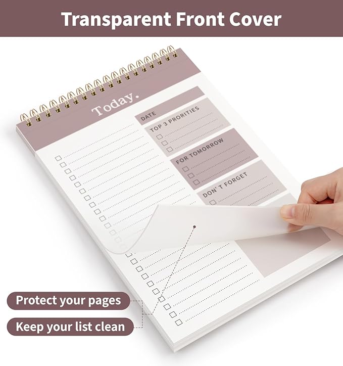 104 Pgs To Do List Notepad, 52 Undated Sheets Duplex-printed Daily Planner For Work Home School Office Desk Accessories Supplies & Goal Setting Tasks -Brown