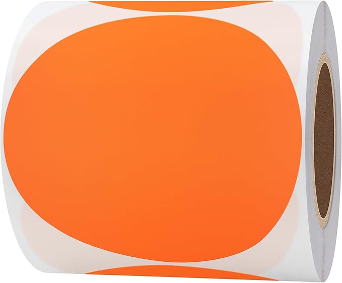 Hybsk Round Color Coding Circle Dots Labels Warehouse Inventory Organizer Stickers (4 inch, Fluorescent Orange)