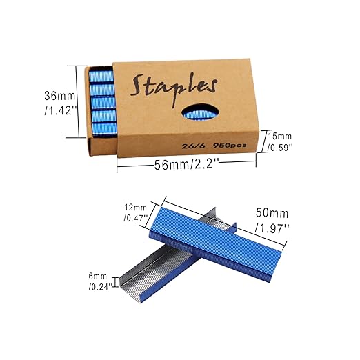 NatSumeBasics 6000 Blue Staples Colored Staple for Desk Manual 26/6 Standard Stapler Refill, Office Supplies Accessories (Blue)