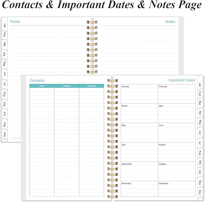 2026 Planner - Planner 2026 from January 2026 - December 2026, Weekly & Monthly Planners Spiral Bound with 12 Monthly Tabs, Inner Pocket, 6.4" x 8.5", Black