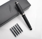xixixiaozhu Metal Big Fountain Pen Set Medium Nib 0.7mm, Includes Ink Refill Converter, 5 Ink Cartridges & Gift Box (Medium Nib 0.7mm, Matte Black with Silvery Clip)