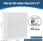 2-Inch 3-Ring Binder with Pockets, 2’’ Premium View Binders with Three Ring Binders Holds up to 450 Sheets US Letter Size, Bulk Pack of 6, Perfect for Home, Office, and School(XY014-WH)
