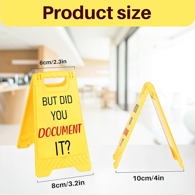 Funny Office Desk Accessories,Office Cubicle Decor,Desk Decor，Phone Holder Mirror Acrylic Table Signs，Joke Warning Team Mini Gifts for Coworker Boss Legal Advisor Designer Leader（You Document It)