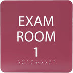 ADA CENTRAL SIGNS - 6" X6" Exam Room 1 Sign - ADA Compliant Tactile Graphics Grade 2 Braille Text Acrylic Wall Signs - Educational Institution Directional Assistance Test Center Door Sign for Schools