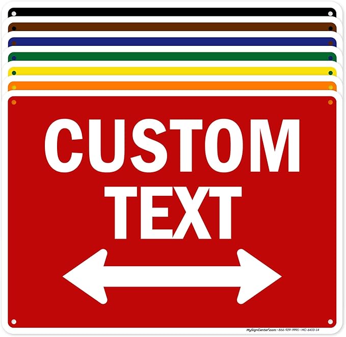 Custom Arrow,Custom Directional Sign, Two way Arrow,10x14 Inches, 55 mil thick HDPE (high density polyethylene), Made in USA by My Sign Center