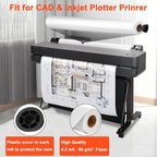 Plotter Paper 24" x 150', 2" Core 4.2 mil - 80 g/m² 20lb Bond Tracing Paper Roll for Wide Format Ink Jet Printers | Architectural Blueprints, Engineering Drawings, CAD, Custom-Sized Prints (4 Rolls）