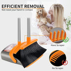 DJDTDTY 2-Pack is More economical，Upgraded Upright Broom and Dustpan Combo with 52" Long Handle, Dustpan Teeth with self-Cleaning Function, Indoor and Outdoor Sweeping, Perfect for Home Office.
