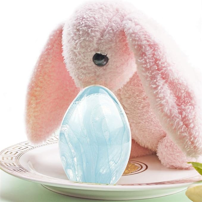 QFkris Crystal Blessings Paperweight Easter Eggs 3.4" Blown Glass Art Figurine Collectibles Desk Decor (Sky Blue)