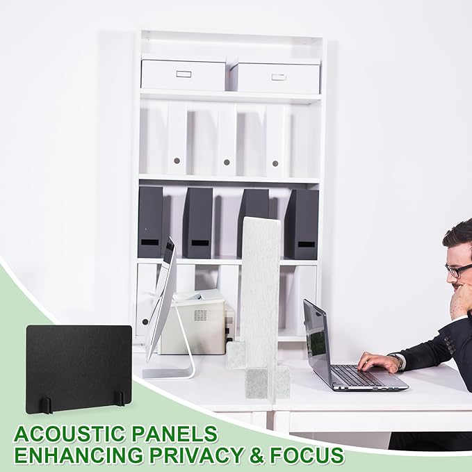 PATIKIL Desk Dividers 24" x 16", 1 Pack Desk Privacy Panel Freestanding Noise Reducing Partition Acoustic Panel with 4Pcs Support Feet for Testing Office Home Library, Black Style B