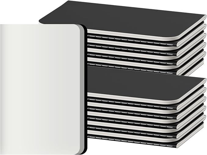 XYark Blank Pocket Notebooks, 20 Pack Small Notebook Bulk, 3.5x5.5 inch, A6 Size Thick 80GSM Unlined Paper, Black Cover Mini Journal for Men, Women, Journaling & Business Notes