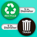 Recycle Sticker for Trash Bins - Perfect Recycling Stickers for Trash Can - 2 Pack - 5" by 5" Decal Logo - Ideal Label Sign for Home or Office Refuse Bin - Suitable for Indoor/Outdoor use