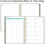 2026 Planner - Planner 2026 from January 2026 - December 2026, Weekly & Monthly Planner Spiral Bound with 12 Monthly Tabs, Inner Pocket, 6.4" x 8.5", Green-E