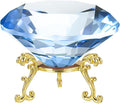 PATIKIL Diamond Crystal Paperweight, 80mm / 3.15" Crystal Paperweight Paper Weight with Gold 19 Metal Base for Home Office Desktop Table Decor Wedding Party Ornaments, Light Blue
