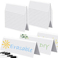 Fainne 100 Sets Dry Erase Name Tent Cards with Black Markers 8.7 x 2.8 x 1.9 Inches White Reusable Name Plate Wipe Clean Desk Tags Sign for Classroom Table Office Conference Meeting Weddings