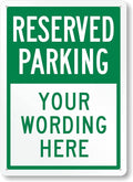 SmartSign 14 x 10 inch Custom “Reserved Parking” Metal Sign - Add Text, 40 mil Laminated Rustproof Aluminum, Green and White, Made in USA