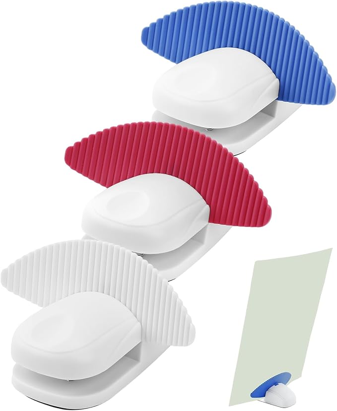UCEC 3 Pack Paper Holder Stand for Typing – Portable Desktop Document Holder Clamp for A4 Papers and Copies, Non-Slip Typing Stand Copy Holders for Office, Home, Study, and Reading (White Blue Red)