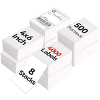 4"×6" Direct Thermal Shipping Label, Fanfold Thermal Label 4000 Packs (500packs Per Stack) Permanent Adhesive, Compatible with Zebra, Rollo, Jadens, Nelko