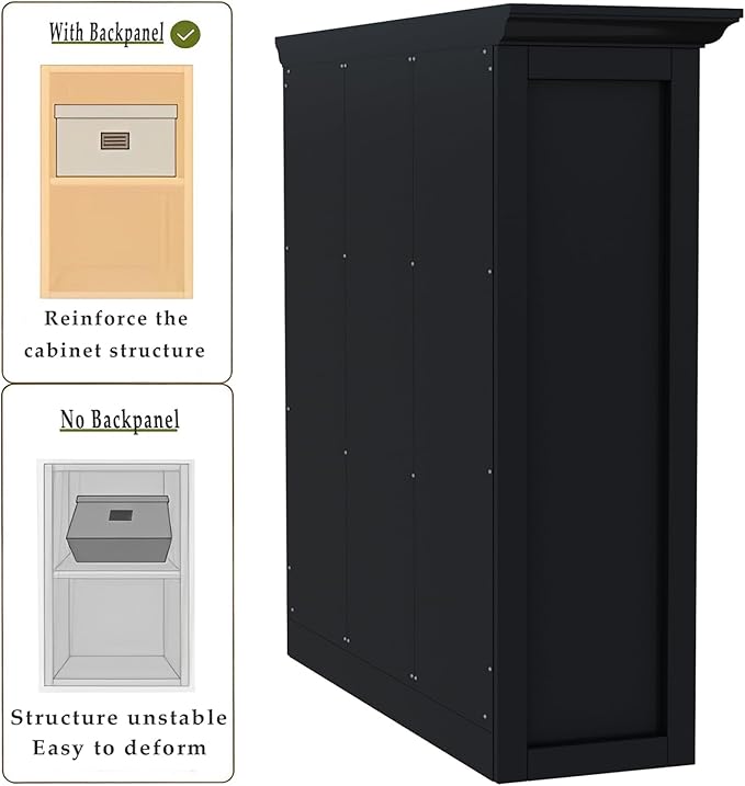 OSCHF Cube Storage Bookcase with Base - Wooden 3 Tiers Floor Standing Open Shelf Cabinet for Home and Office, 9-Cube Lattice Bookshelf, Black