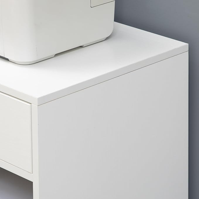 Zateety Mobile Printer Stand, Rolling File Cabinet Cart with Wheels, Adjustable Shelf, Drawer and CPU Stand, White