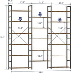 NUMENN Triple Wide 6 Tier Bookshelf, Rustic Industrial Style Bookcases and Bookshelves with 17 Open Display Shelves, Modern Tall Bookcase Furniture for Bedroom, Living Room and Home Office, Vintage