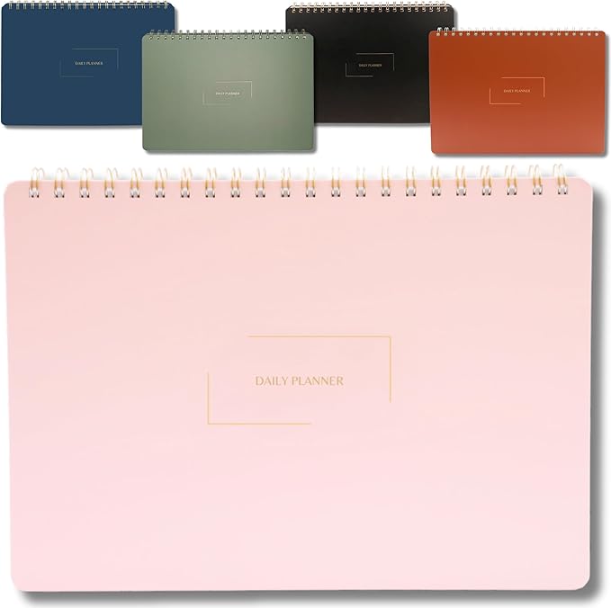 Merely Home Undated Daily Planner | 8.25” x 11.75” Work To-Do Notebook | ADHD Academic Organizer | Multi-Layout | Men and Women Planner | College Supplies | Pink | Landscape Layout
